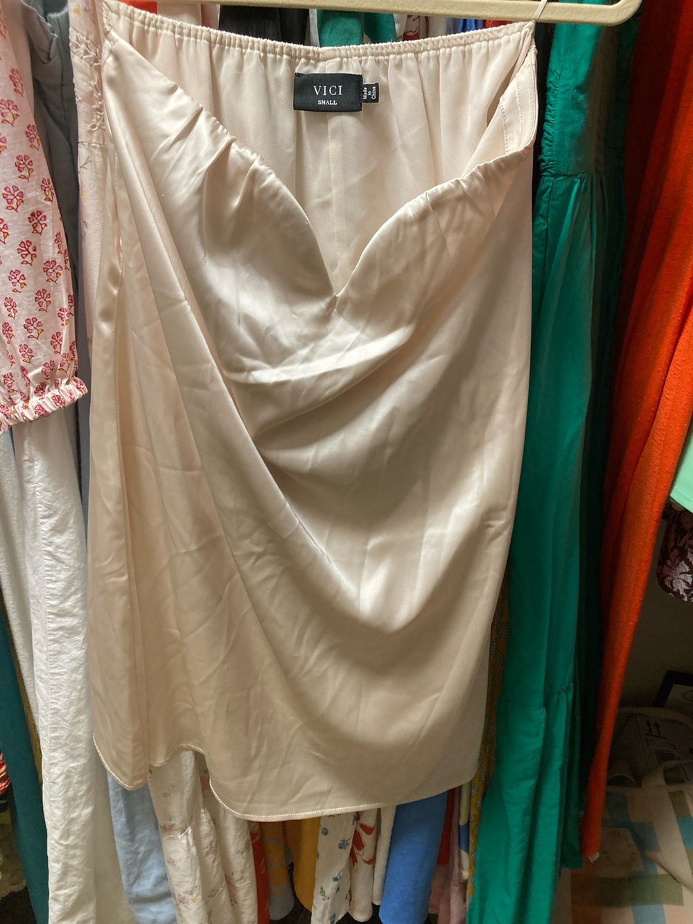 Vici Cream Satin Slip Dress
